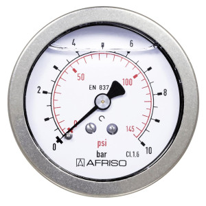 Glyzerin-Manometer Ø 63, Anschluss waagrecht, Klasse 1, 6